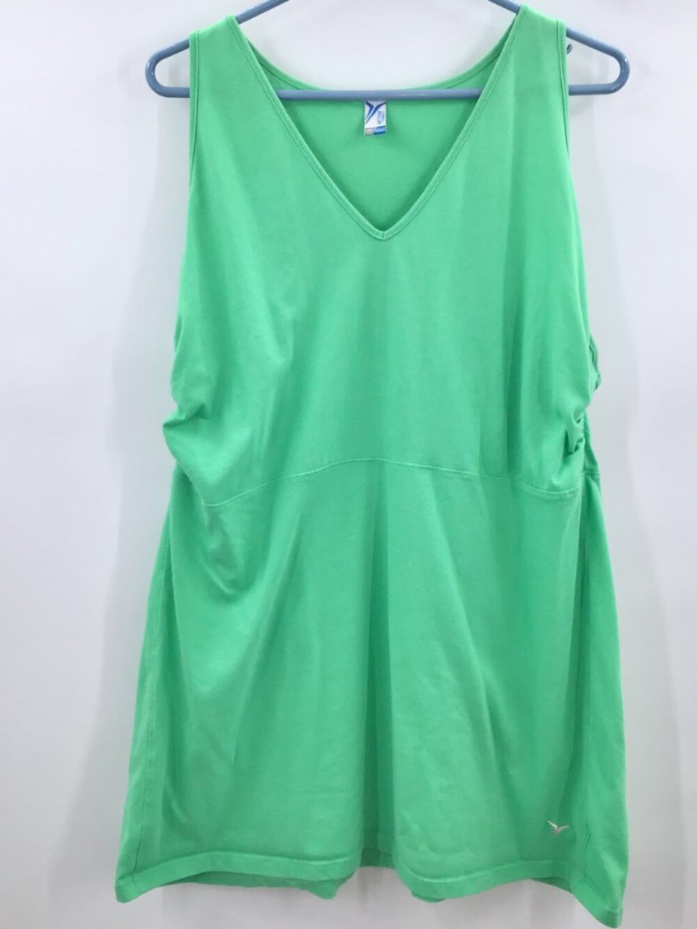 2 4X Active Summer Gym Tank Tops Pink Green Ruched Empire Waist Cotton Blend - Picture 6 of 9